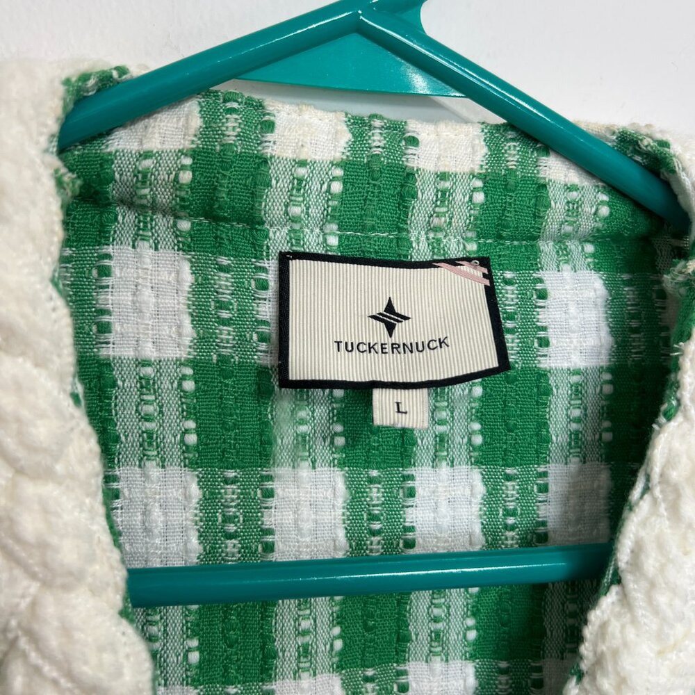 Tuckernuck Green and White Tweed Braided-Trim Blazer - Picture 3 of 8